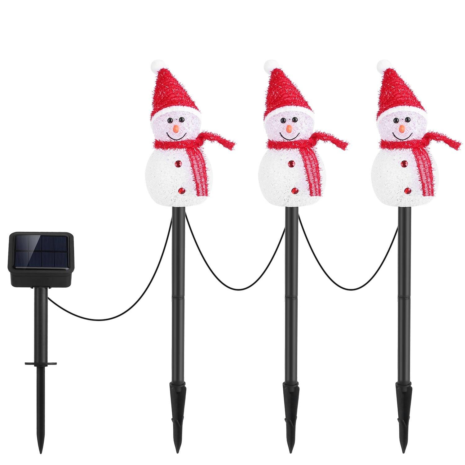 Front. DirectDeals - 1Pc Solar Powered Lamp 3 Snowmen.