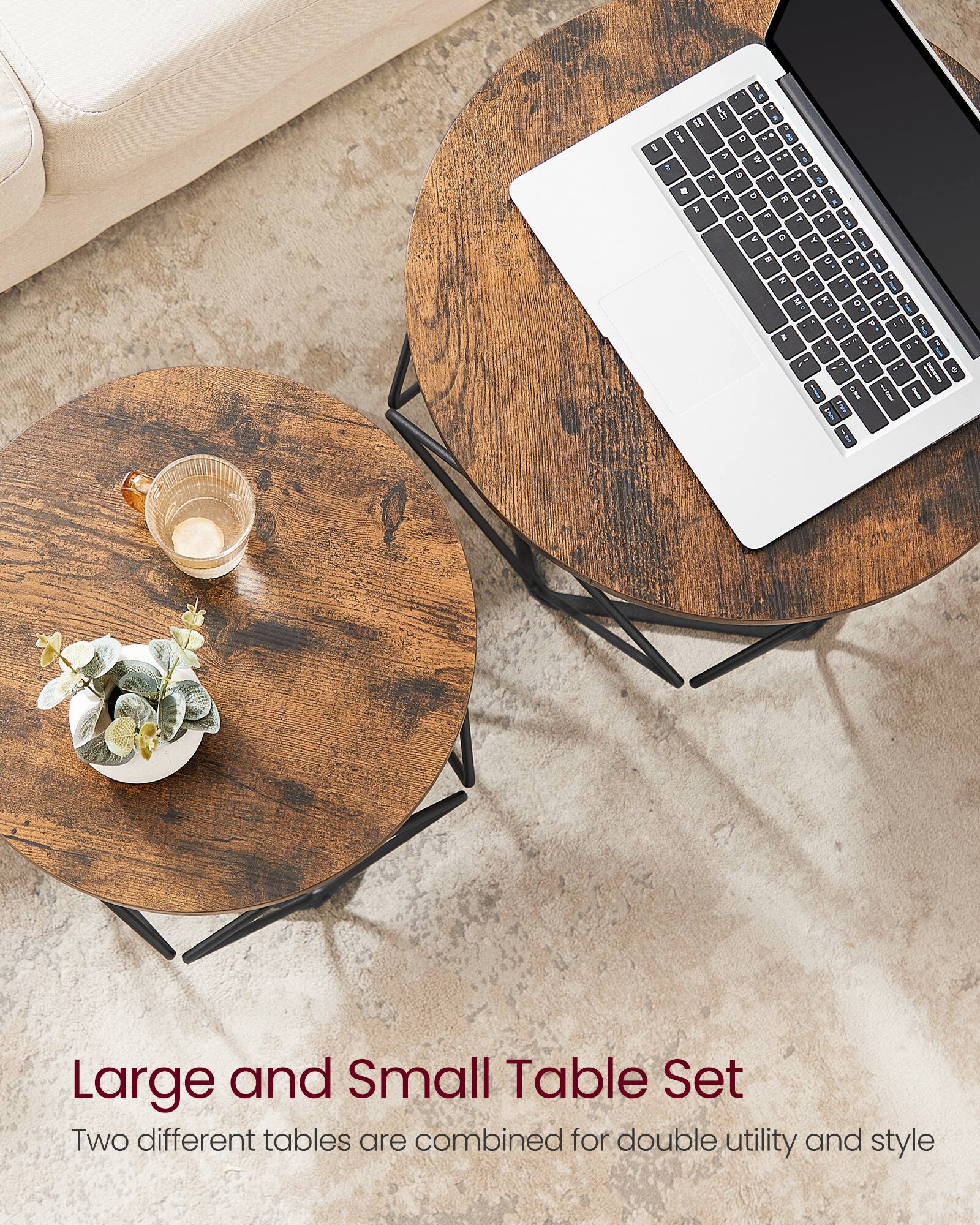 Large and Small Table Set

Two different tables are combined for double utility and style