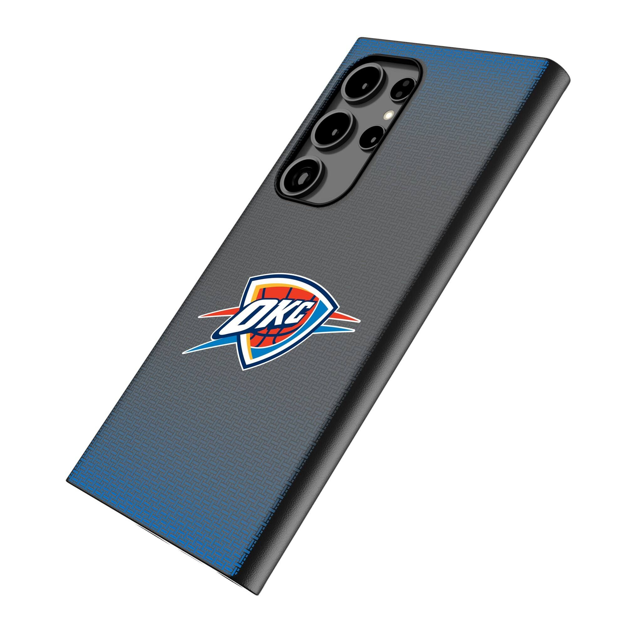 Alt View 1. Keyscaper - Oklahoma City Thunder Linen Galaxy Magnetic Bump Case - S24 Ultra - Black.