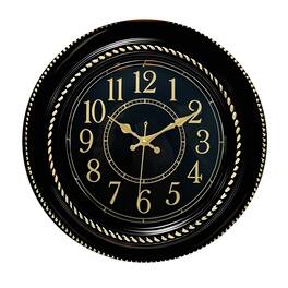FC Design - 18"H Metallic Gold on Black Traditional Analog Round Wall Clock - Multicolor