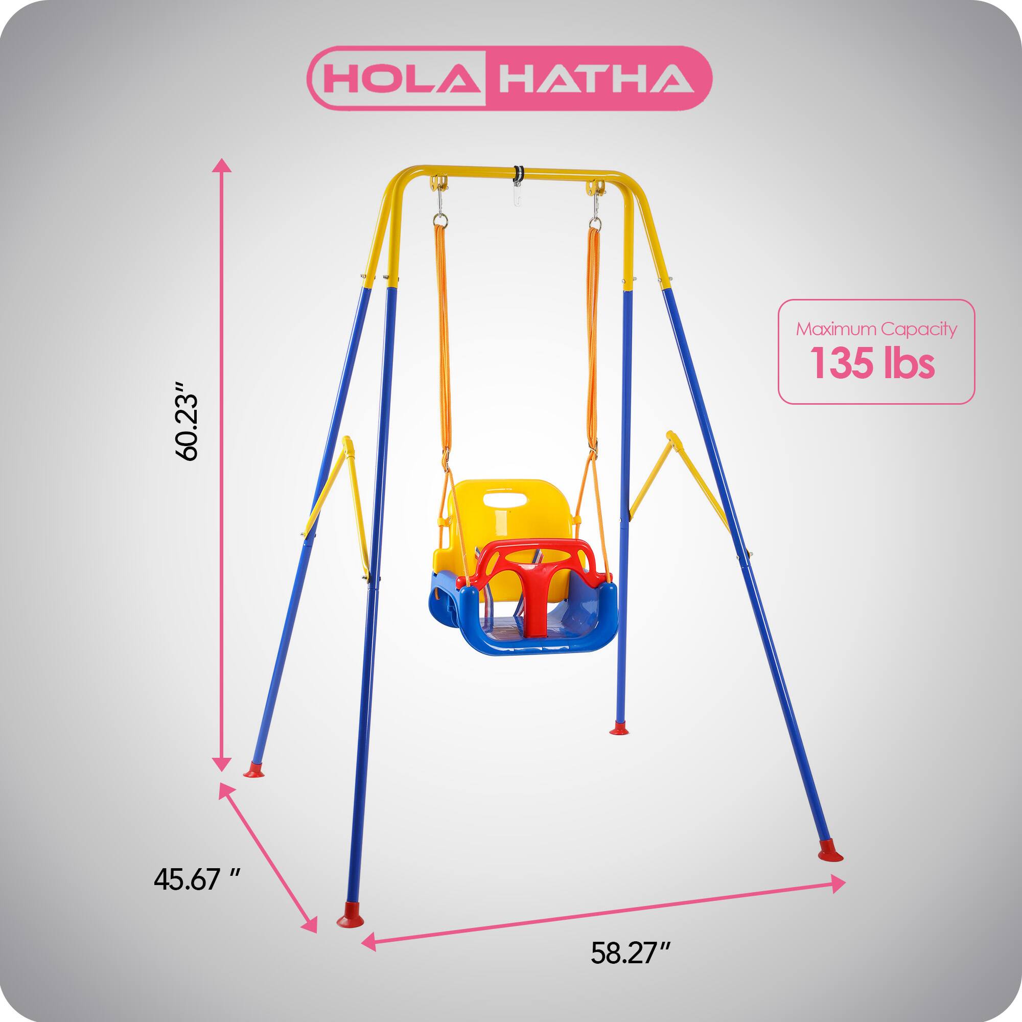 HOLA HATHA  
60.23"  
Maximum Capacity 135 lbs  
45.67"  
58.27"