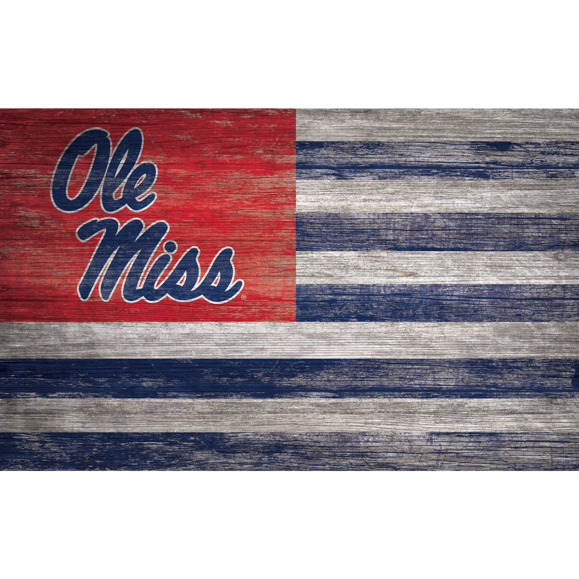 Ole Miss Rebels 11'' x 19'' Distressed Flag Sign