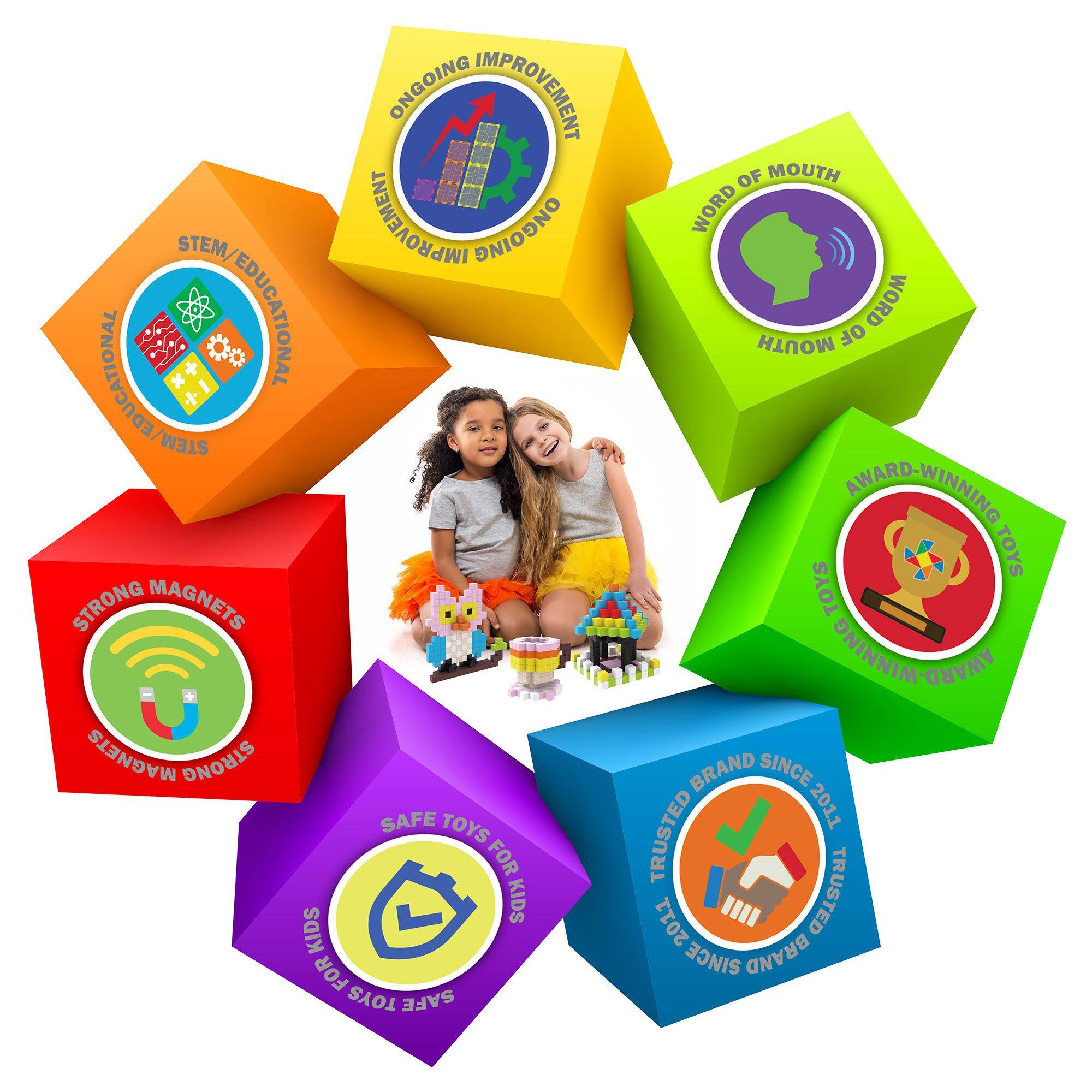 - ONGOING IMPROVEMENT
- STEM EDUCATIONAL
- WORD OF MOUTH
- AWARD-WINNING TOYS
- STRONG MAGNETS
- SAFE TOYS FOR KIDS
- TRUSTED BRAND SINCE 2011