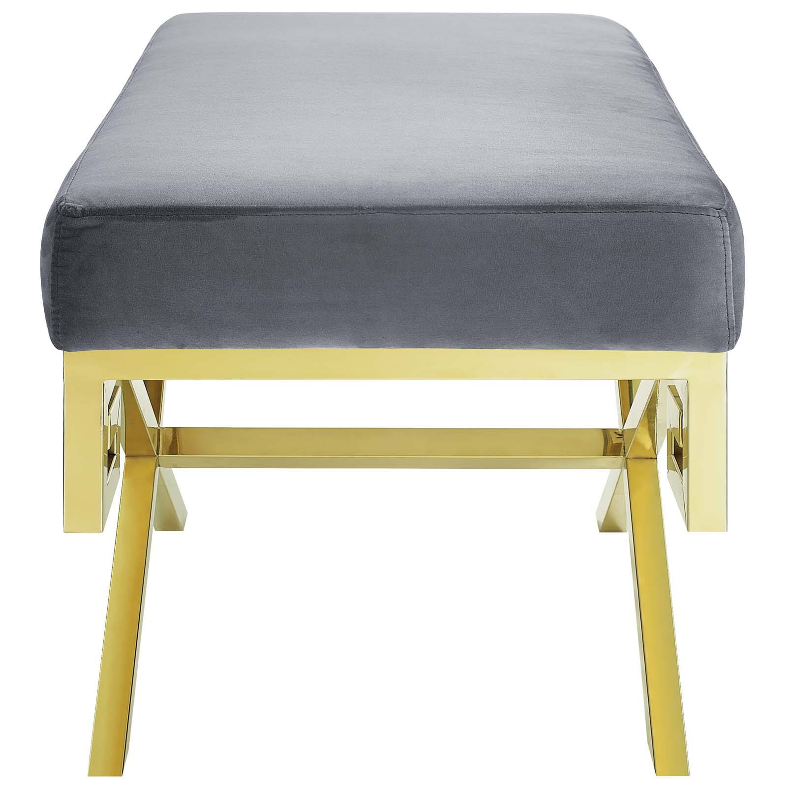 Back. Modway - Rove Velvet Performance Velvet Bench by Modway - Gold Gray.