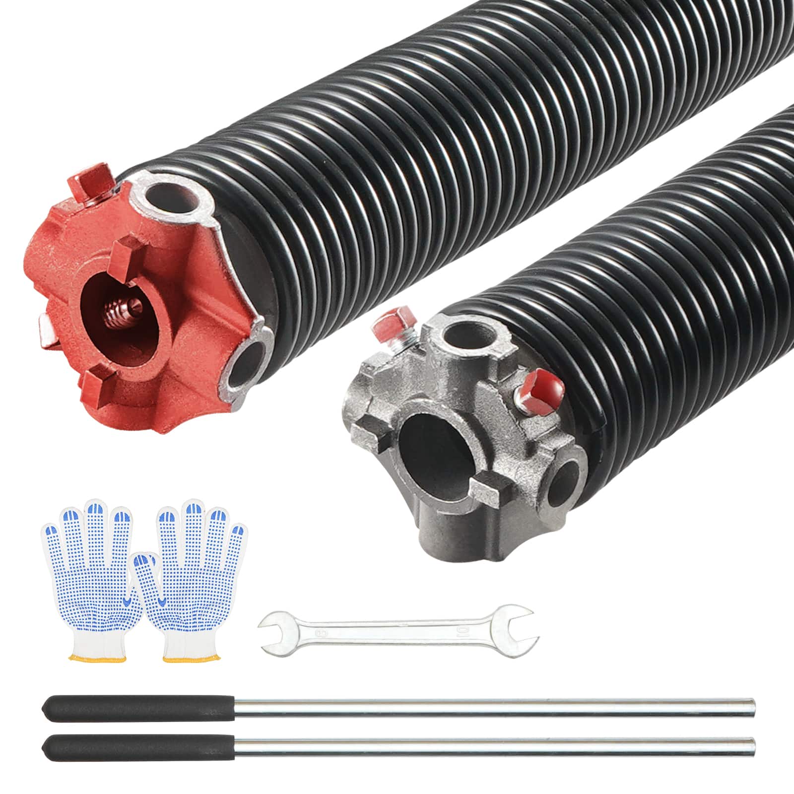 VEVOR - Garage Door Torsion Springs, 16000 Cycles, Pair of 0.25 x 2 x 30inch, Garage Door Springs with Non-Slip Winding Bars - Black
