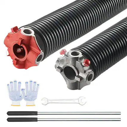 Front. VEVOR - Garage Door Torsion Springs, 16000 Cycles, Pair of 0.25 x 2 x 30inch, Garage Door Springs with Non-Slip Winding Bars - Black.