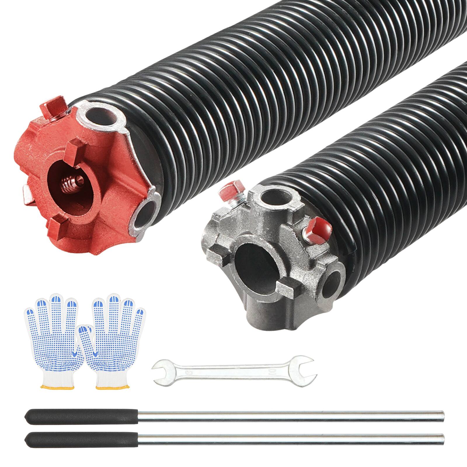 VEVOR - Garage Door Torsion Springs, 16000 Cycles, Pair of 0.25 x 2 x 30inch, Garage Door Springs with Non-Slip Winding Bars - Black