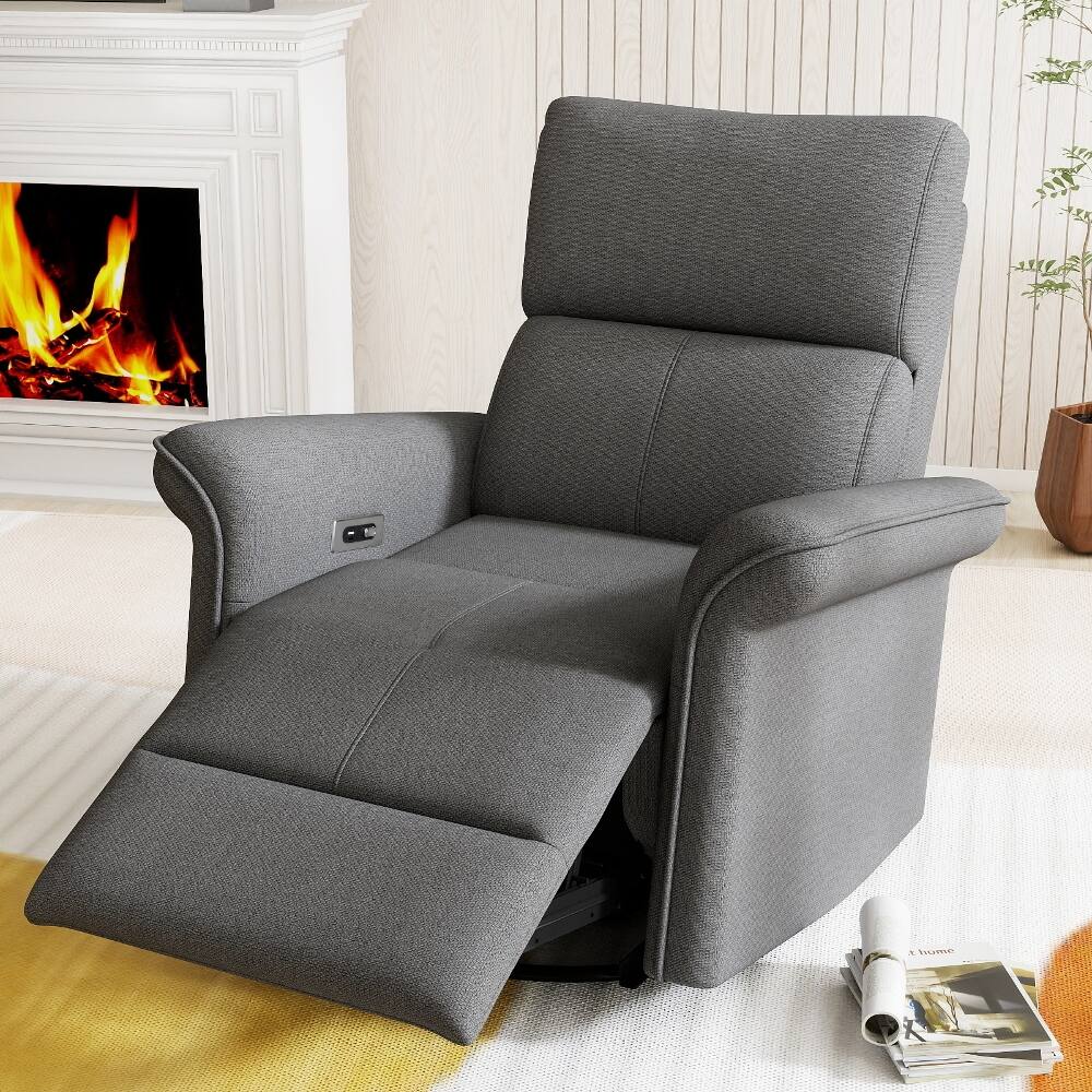 Alt View 8. Loheer - Loheer Power Swivel Rocker Recliner Nursery Glider Fabric Dark Gray - Dark Gray.