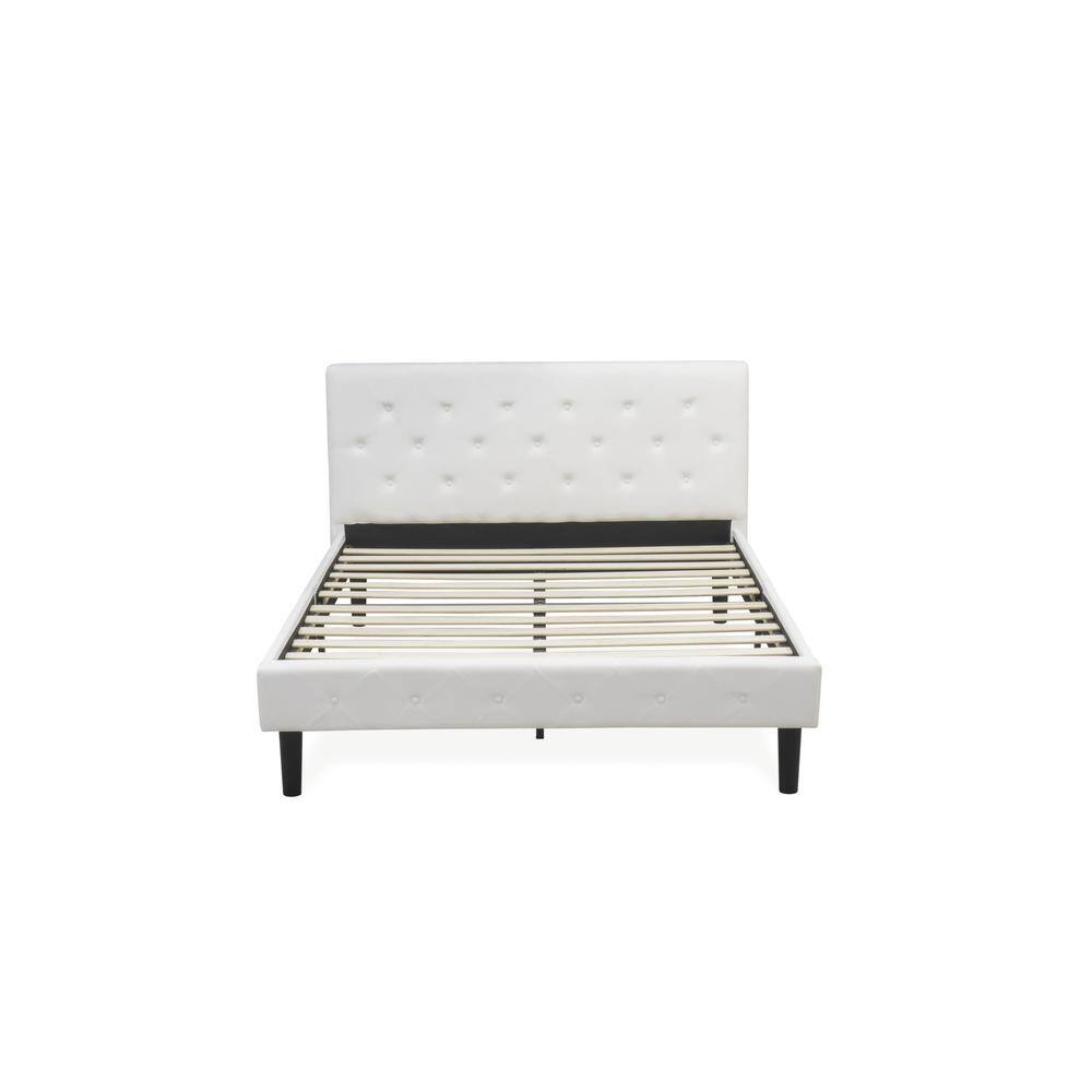 Angle. East West Furniture - NL19Q-1HA05 2 Piece Bedroom Set - 1 Wood Bed White Velvet Fabric Headboard and 1 Night Stand for Bedroom - White Finish - White Velvet.