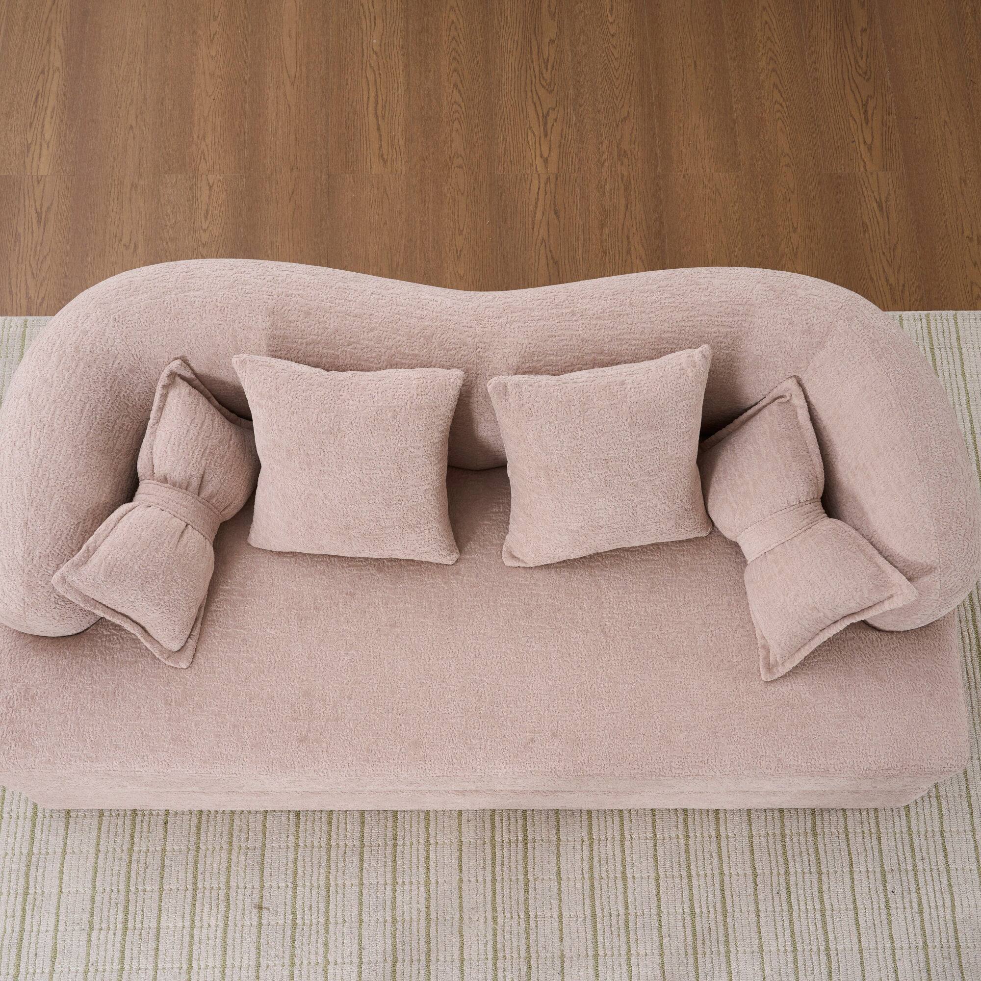 Alt View 7. GOODSILO - Versatile 2-in-1 Foldable Sofa Bed with Convertible Design and Included Pillows for Modern Living Spaces - Apricot.