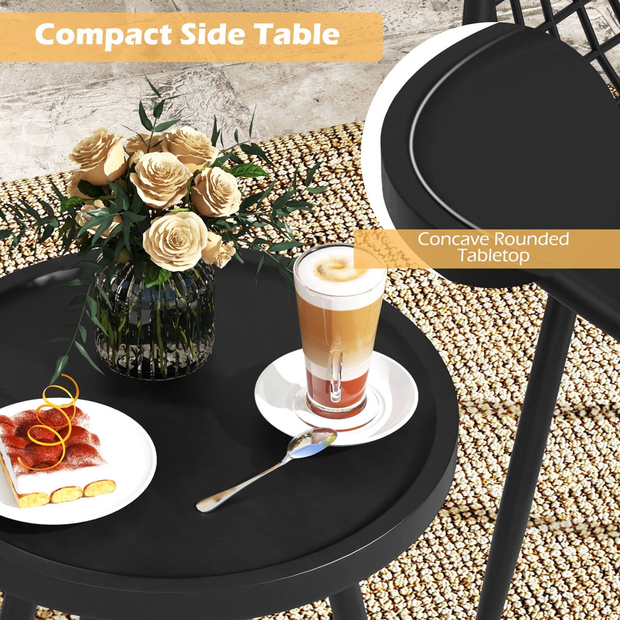 Compact Side Table Concave Rounded Tabletop
