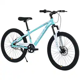 BreeBe - ZUKKA Mountain Bike,24 Inch MTB for Boys and Girls Age 9-12 Years,Multiple Colors - Cyan