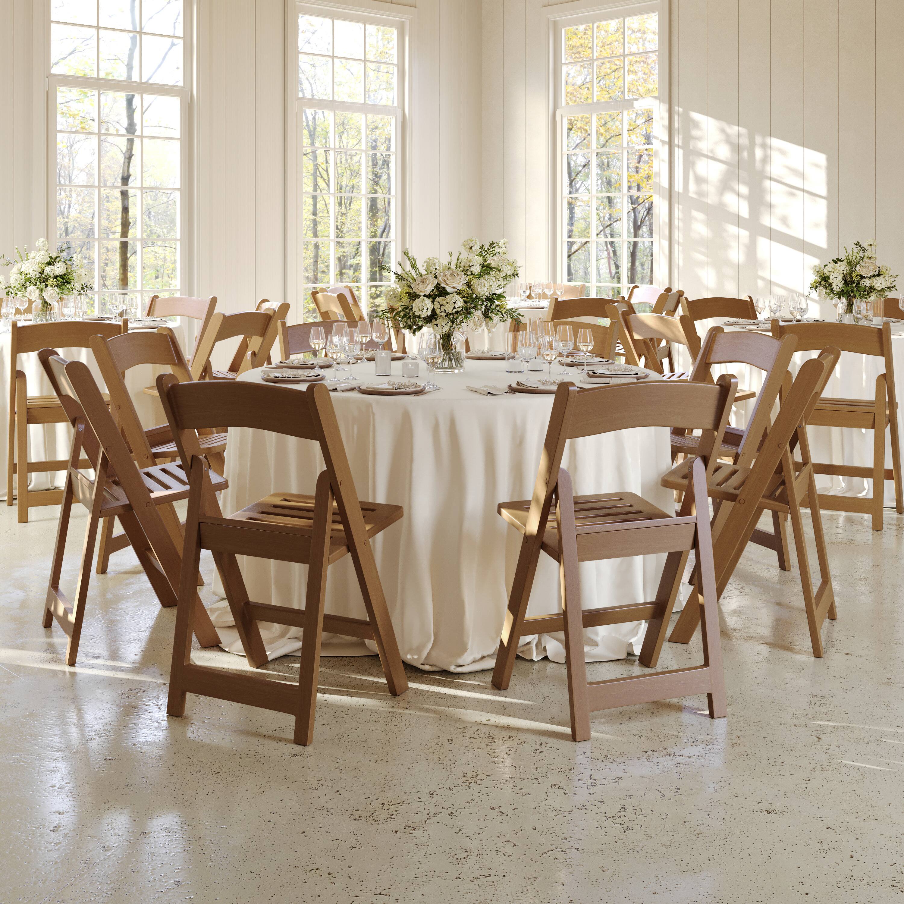 Alt View 2. Flash Furniture - HERCULES Commercial Chestnut Indoor/Outdoor Lightweight Wood Look Resin Folding Event Chair with Slatted Seat - Brown.