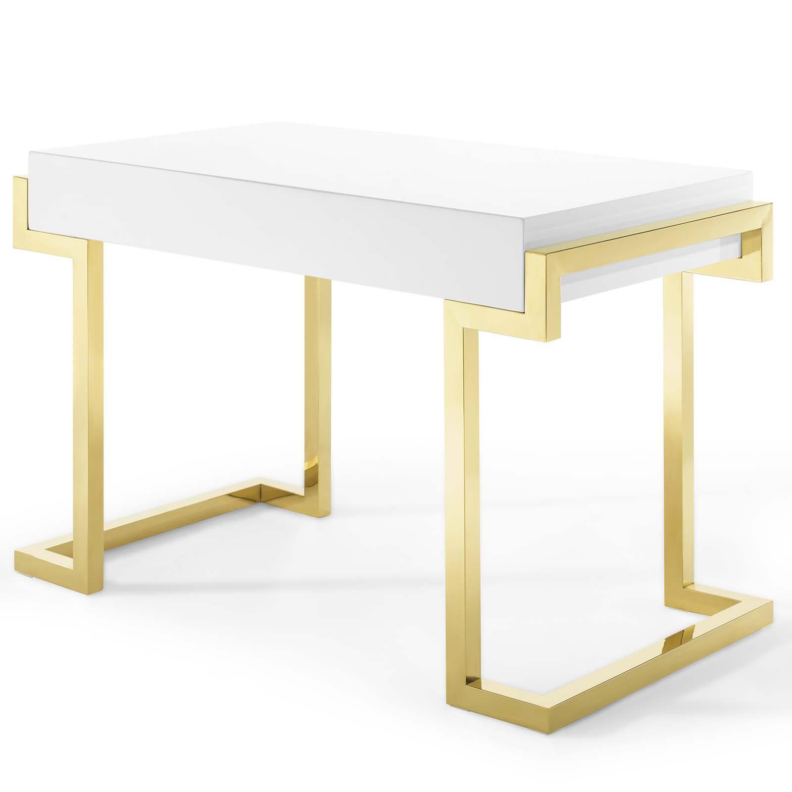 Alt View 1. Modway - Ring Office Desk by Modway - Gold White.