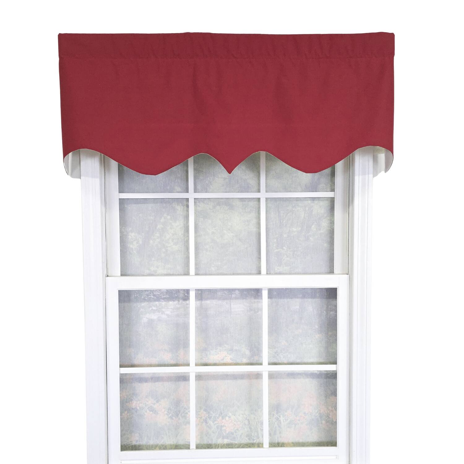 Front. RLF Home - RLF Home 100% Cotton Twill Regal  Fully lined Windows Rod Pocket Valance 50" x 17"  Red - Red.