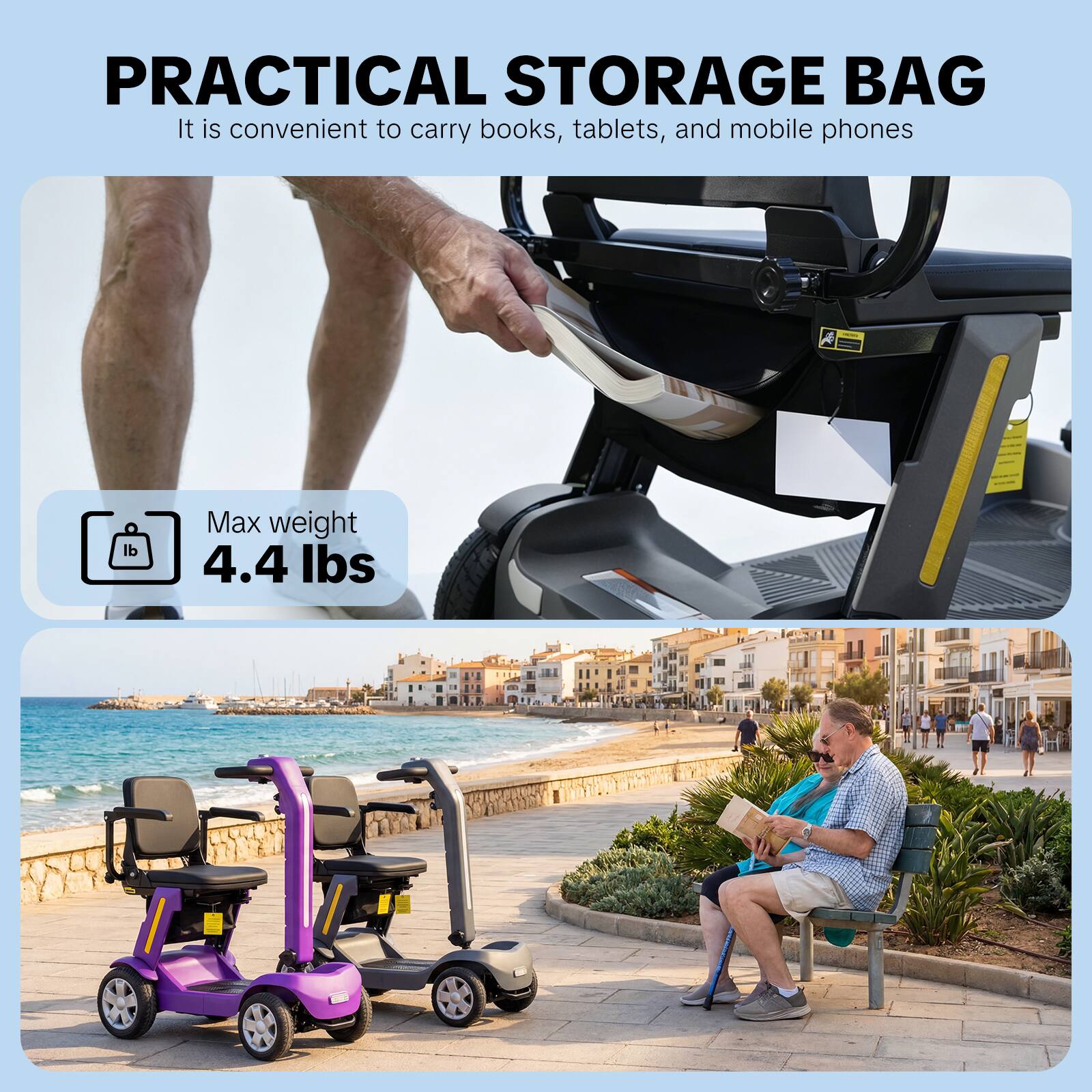 PRACTICAL STORAGE BAG

It is convenient to carry books, tablets, and mobile phones

Max weight 4.4 lbs