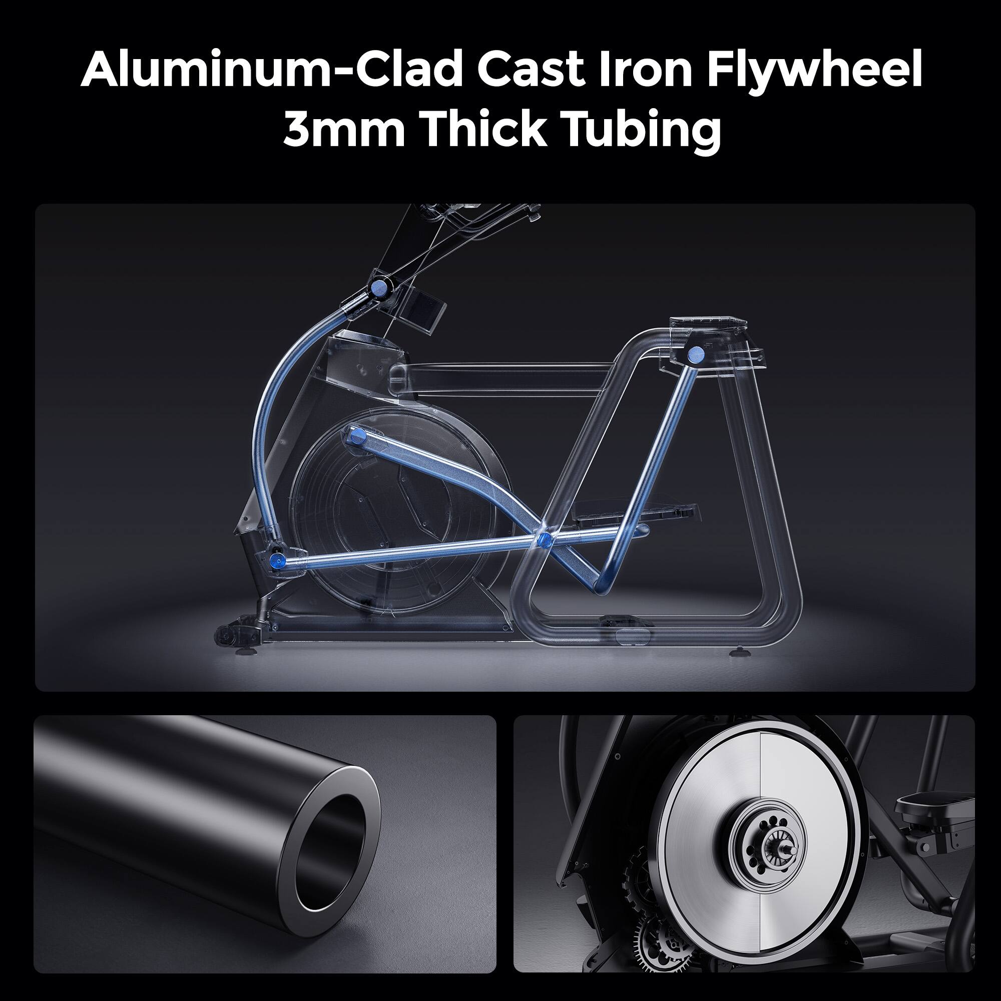 Aluminum-Clad Cast Iron Flywheel  
3mm Thick Tubing
