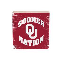 Evergreen Enterprises - Oklahoma Sooners 6" Square Fan Chant Wood Block Shelf Sign - Multicolor