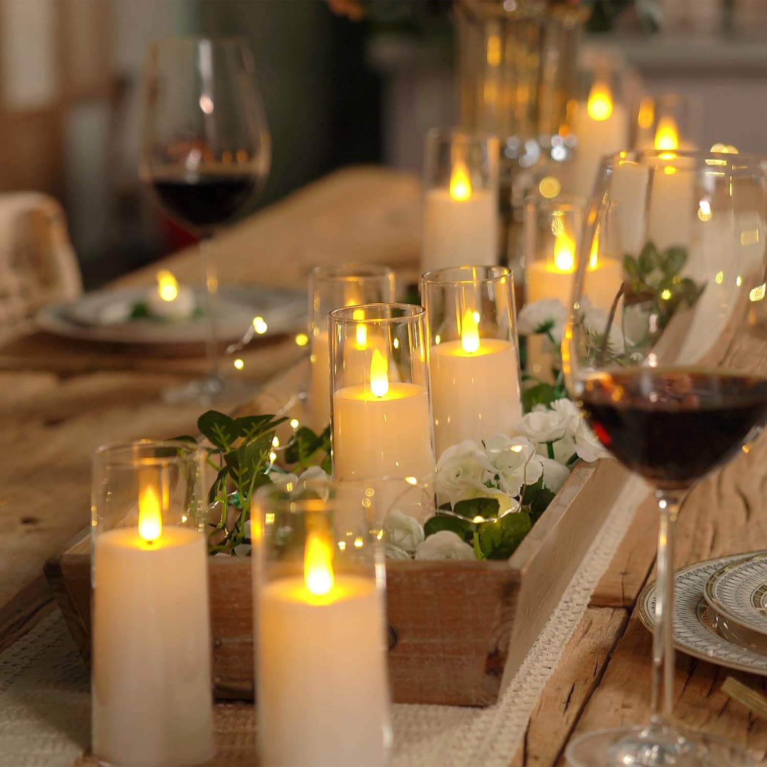 Alt View 1. FINEAK - Pure White Acrylic Flameless LED Candles - 9 Pack, Battery-Operated with Remote & Timer, Electric Fake - White.