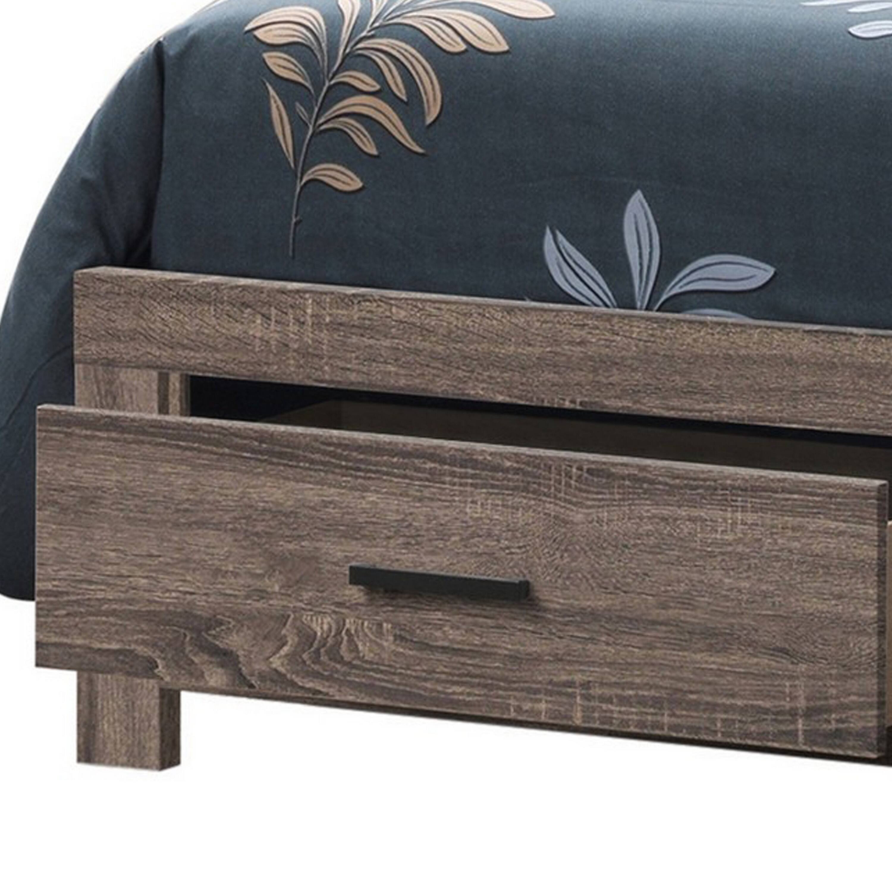 Alt View 3. Manhattan Lane - Ach Wood Queen Storage Bed with 2 Drawers, Plank Style Headboard - Brown.