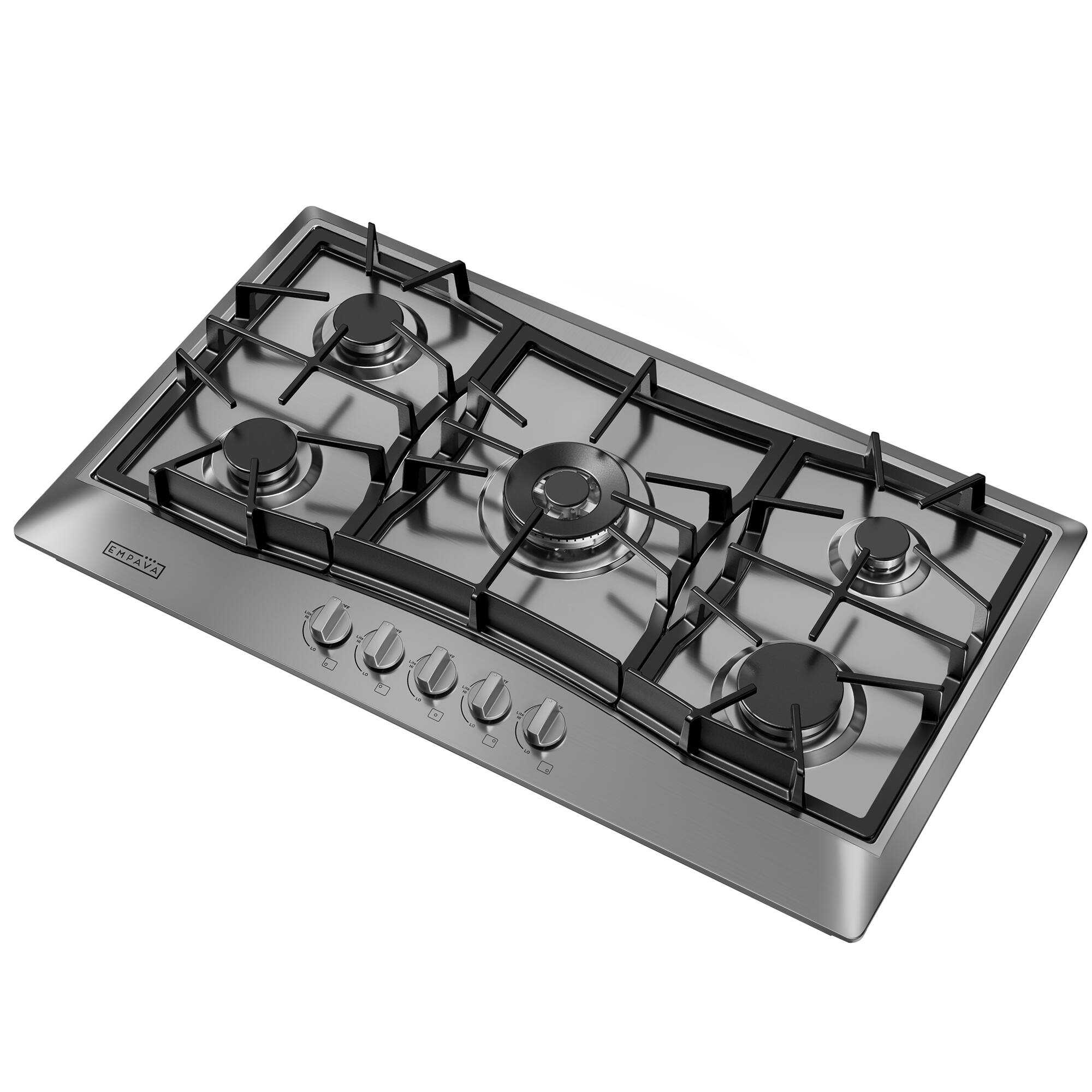 Alt View 5. Empava - 36 in. 5 Burners Recessed Gas Cooktop - Stainless Steel.