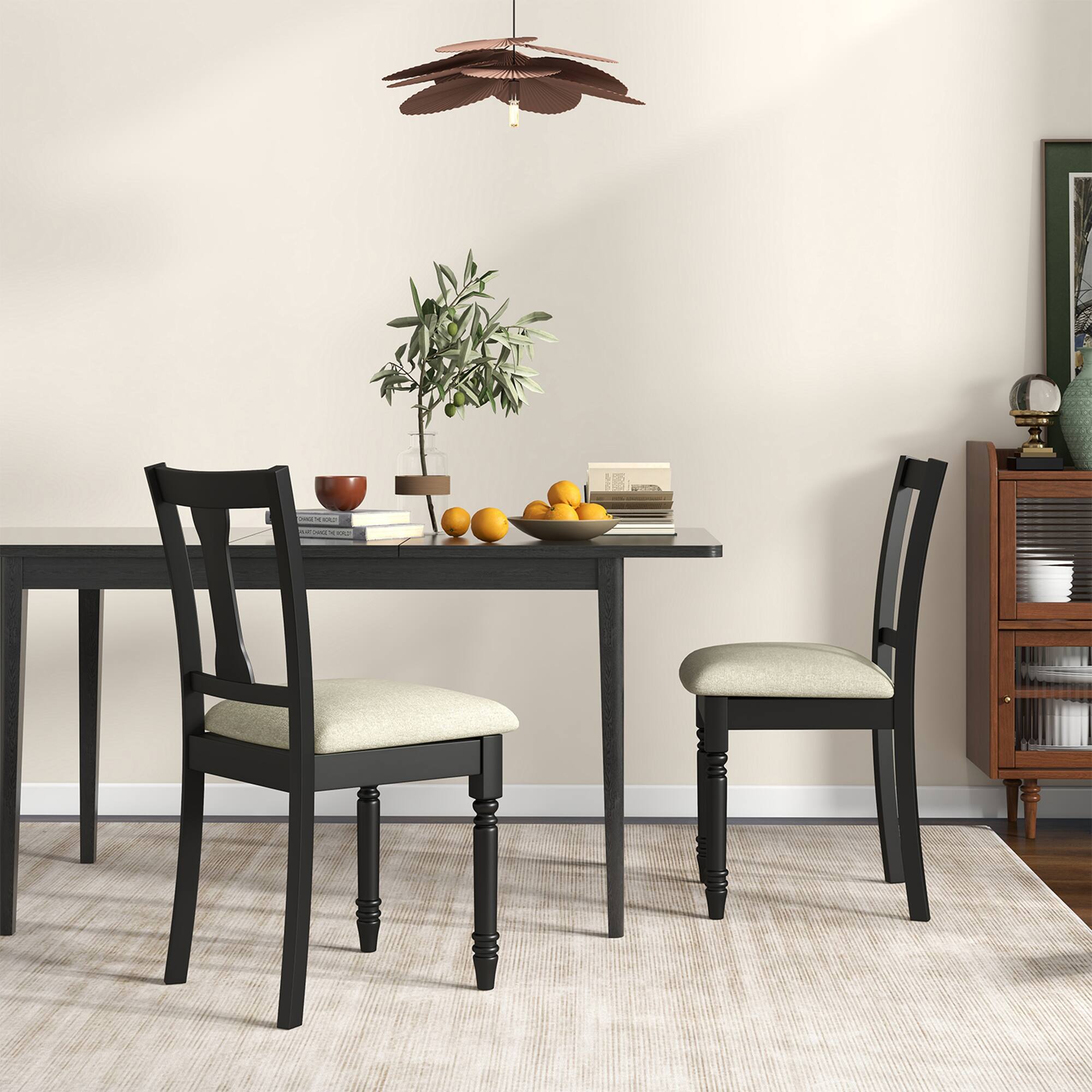 Alt View 1. Gymax - Gymax Set of 4 Upholstered Wooden Dining Chair w/ Seat Storage Space Black - Black + Beige.