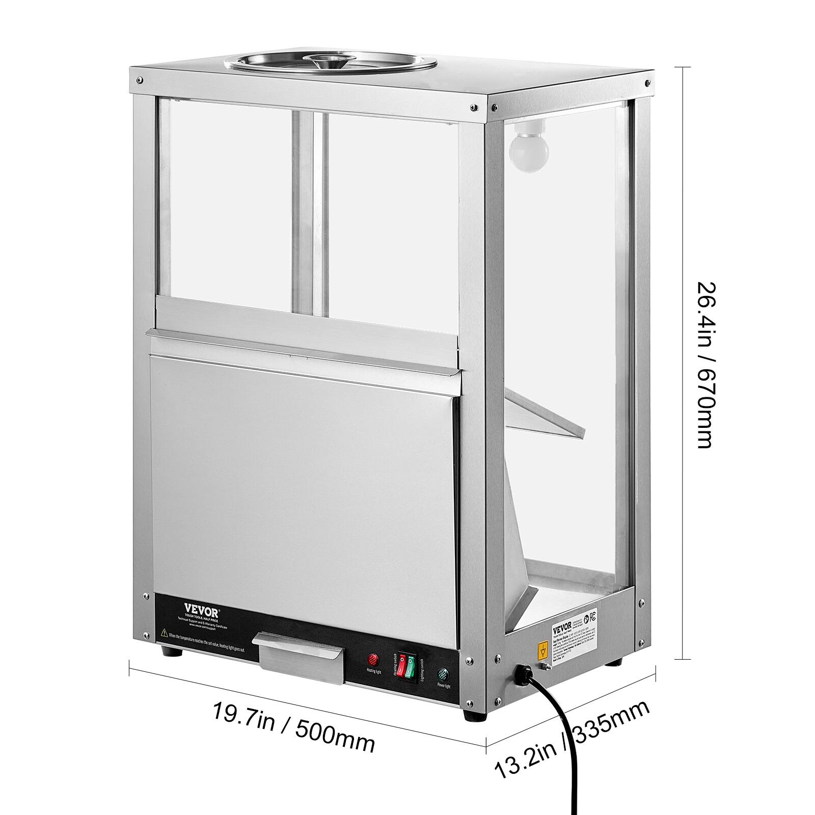 26.4in / 670mm  
19.7in / 500mm  
13.2in / 335mm  

VEVOR