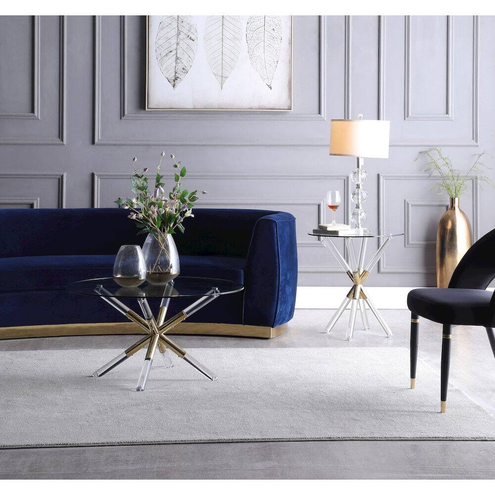 Alt View 1. Meridian Furniture - Mercury Acrylic/Gold Coffee Table - Gold.