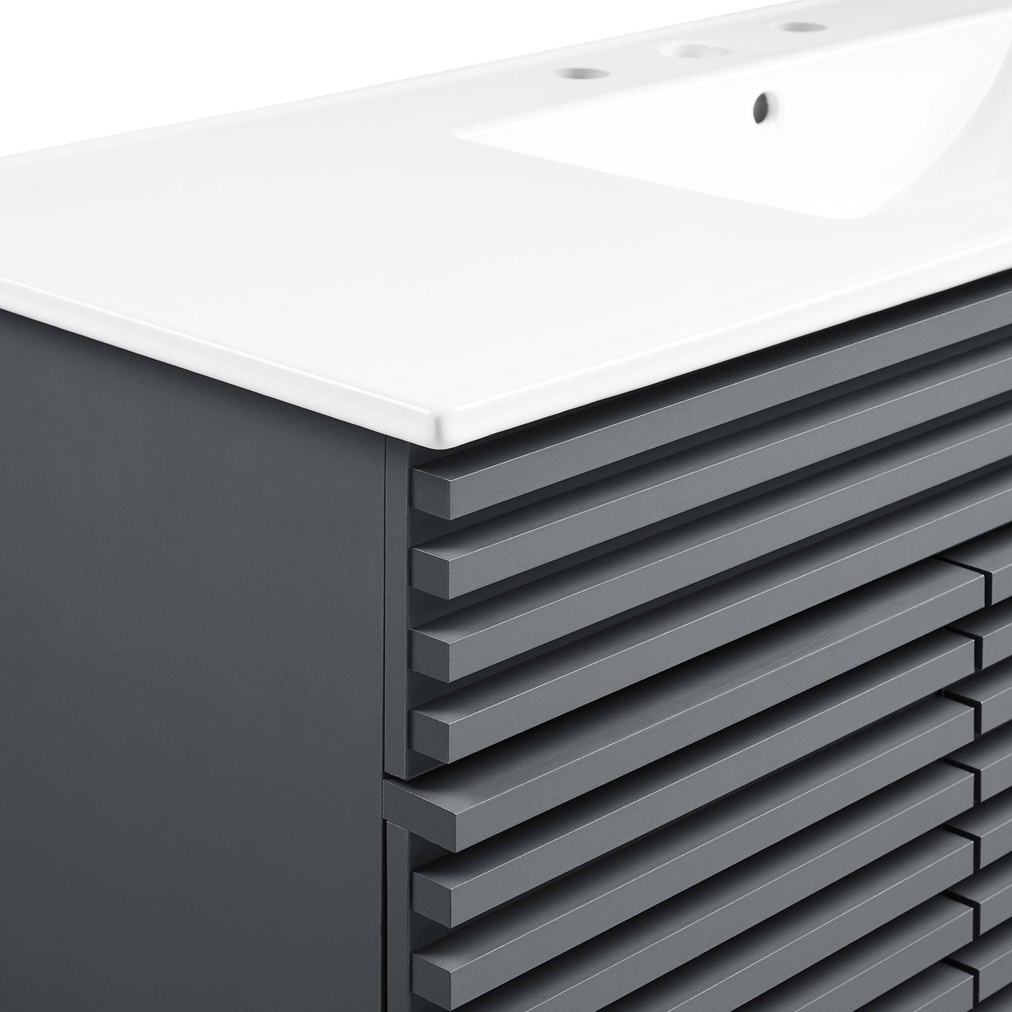 Alt View 7. Modway - Render 48" Bathroom Vanity with White Basin Included - Gray White.