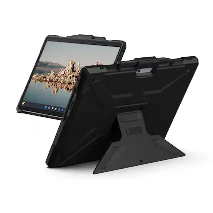 Front. UAG - Microsoft Surface Pro 13" 12th Edition/11th Edition Case w/ Built-in Kickstand & Pen Holder, Sleek & Smooth Exterior - Black.