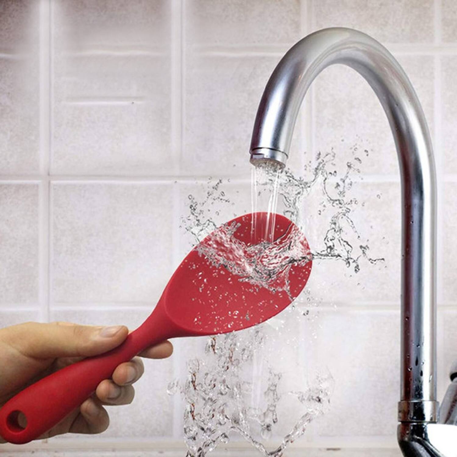 Alt View 1. Giantpower - Non-stick Silicone Rice Spoon Paddle - Red - Red.