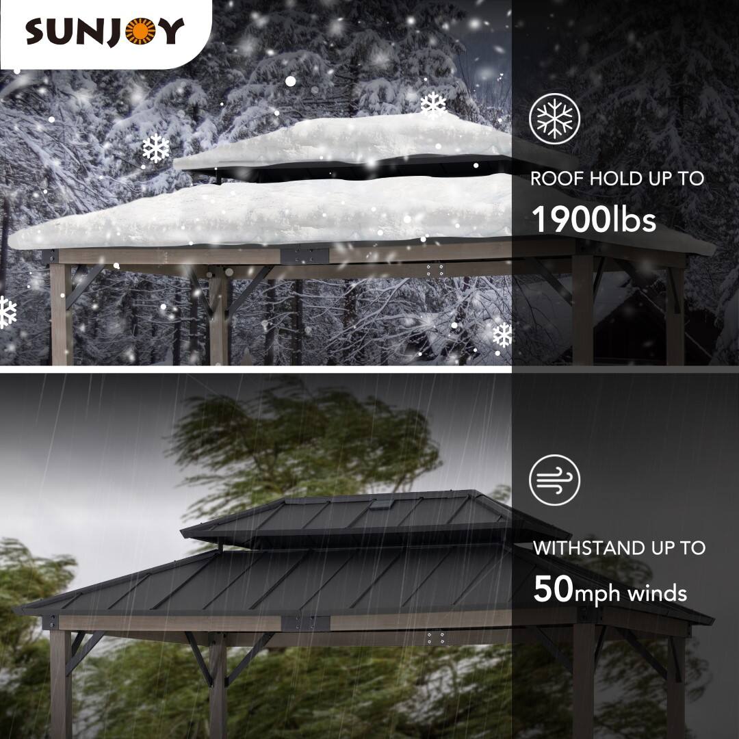 SUNJOY

ROOF HOLD UP TO 1900lbs

WITHSTAND UP TO 50mph winds