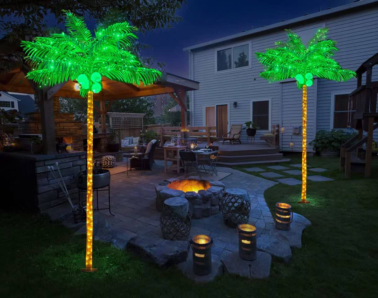Alt View 2. TECH SAFARI - Palm Trees For Outside Patio 305 Led Lighting Artificial Tree With Coconuts Outdoor Pool Tropical Decorations... - Default.