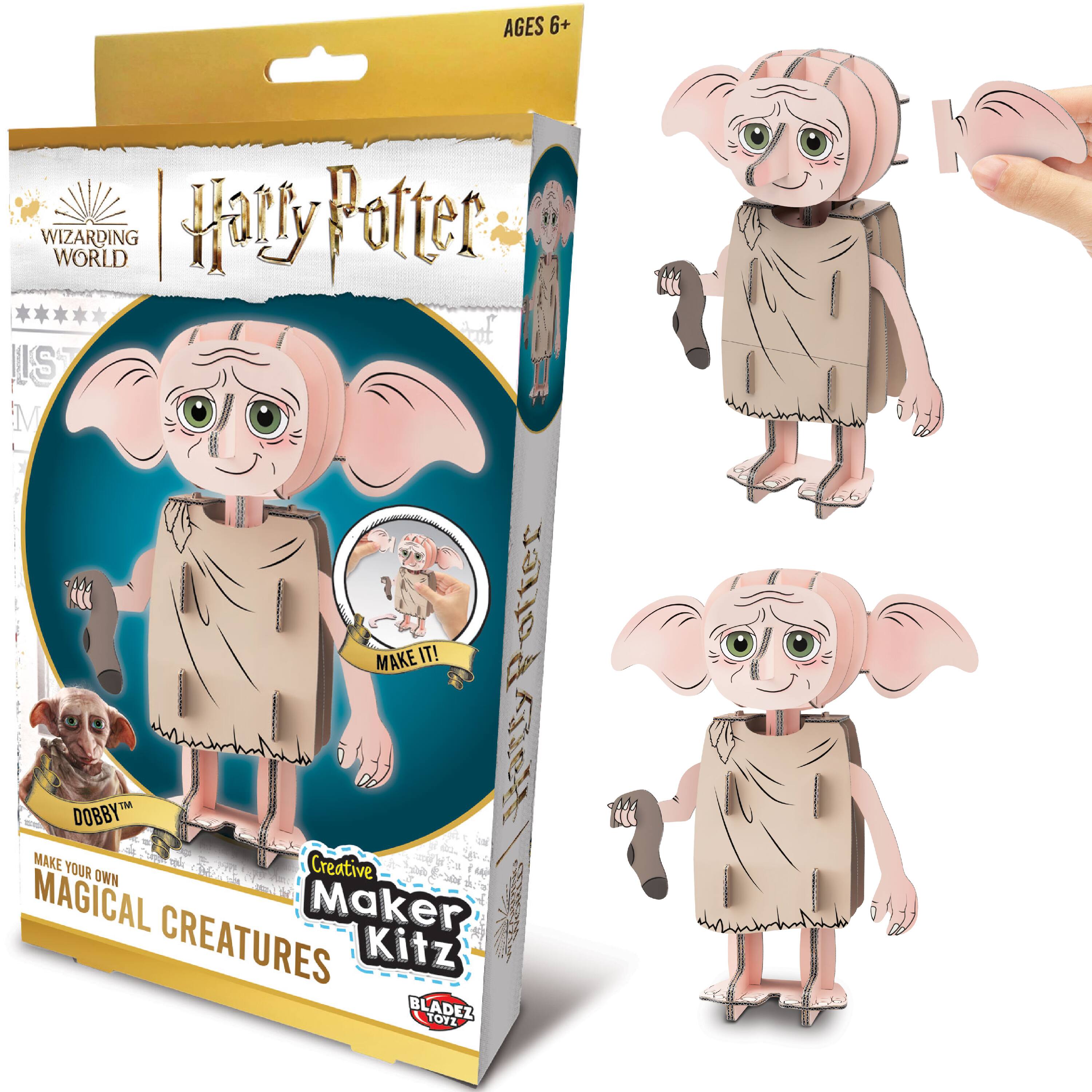 AGES 6+  
WIZARDING WORLD Harry Potter  
MAKE IT!  
HattyPotter chalmodylown TM  
DOBBY MAKE YOUR OWN MAGICAL CREATURES Maker Kitz  
BLADEZ TOYZ