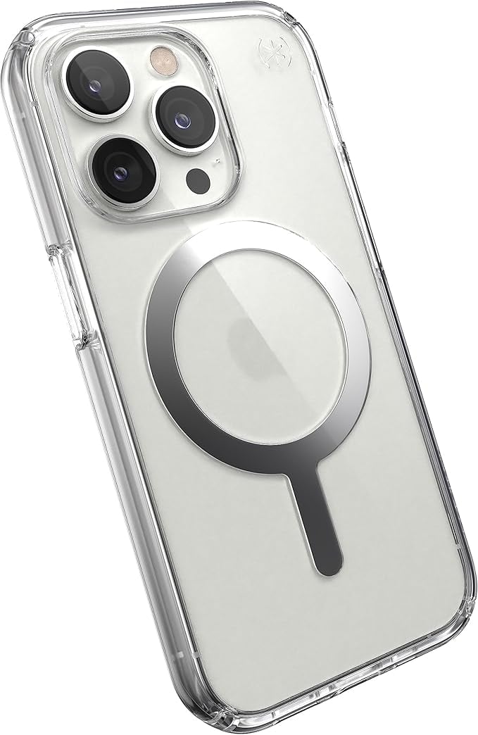 Speck - Presidio Perfect- with Chrome MagSafe Case - iPhone 14 Pro - Clear