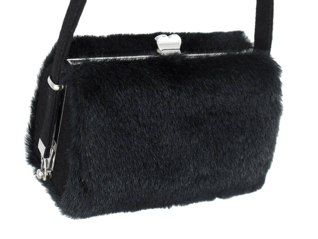Alt View 2. Zeckos - Faux Fur Hard Frame Evening Bag - Black.