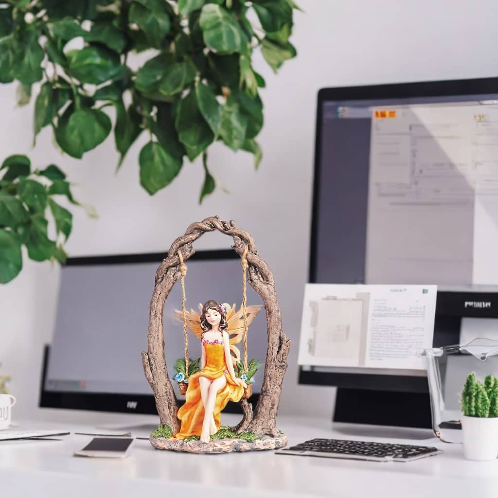 FC Design - 10"H Fairy on Swing Figurine Statue Office Desk Tabletop Home Decor Gift - Multi-Color