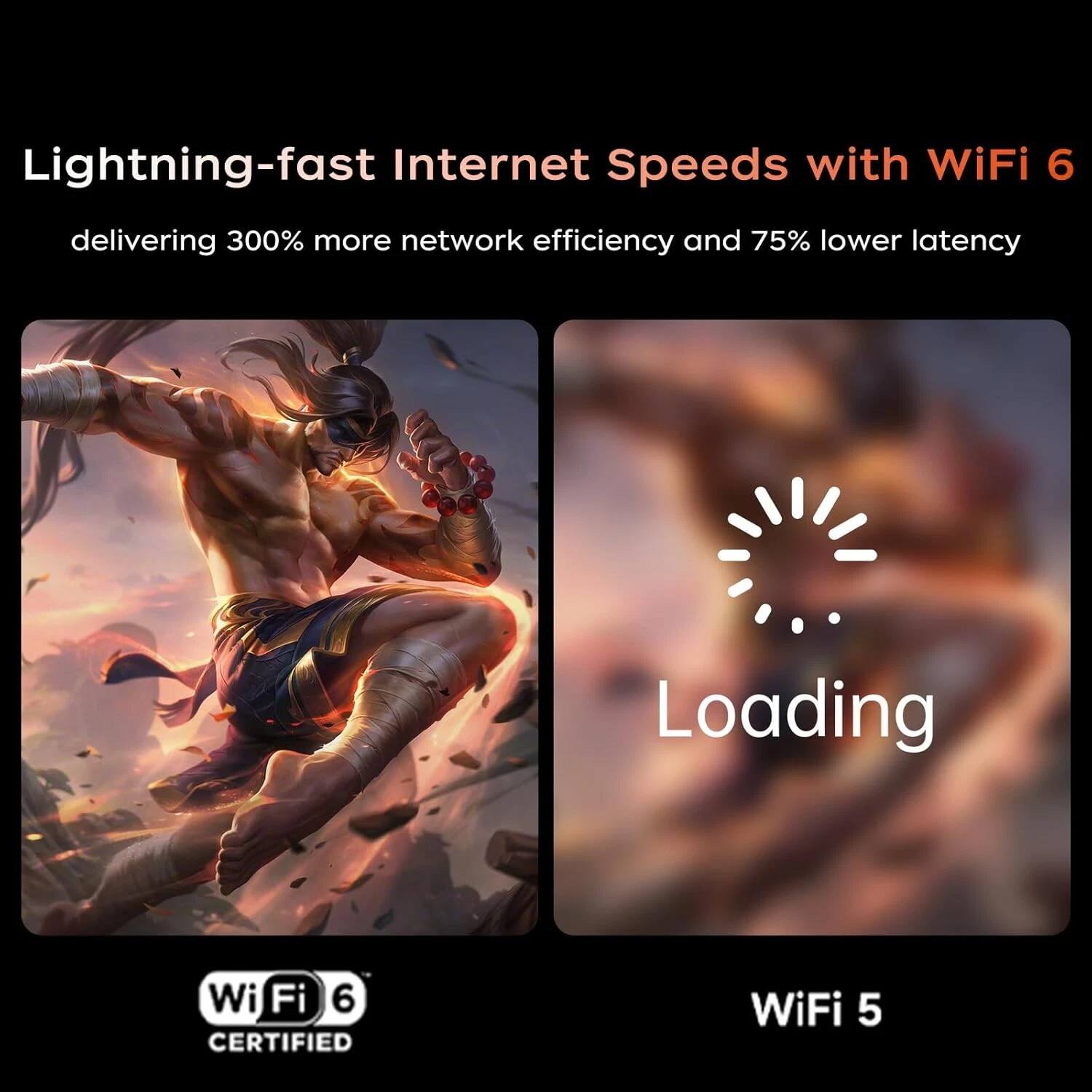 Lightning-fast Internet Speeds with WiFi 6 delivering 300% more network efficiency and 75% lower latency

WiFi 6 CERTIFIED

Loading

WiFi 5