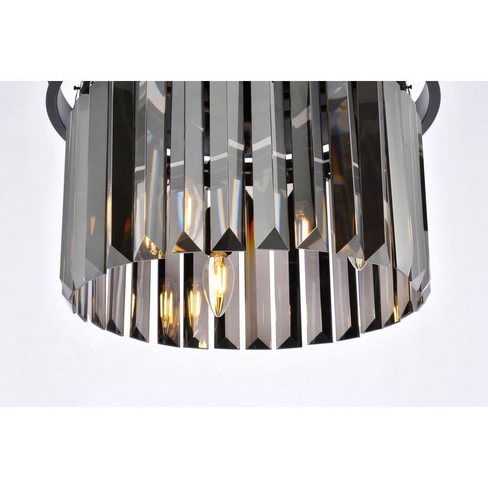 Alt View 5. Urban Classic - Sydney 3 light Matte Black Flush Mount Silver Shade (Grey) Royal Cut Crystal - Matte Black.