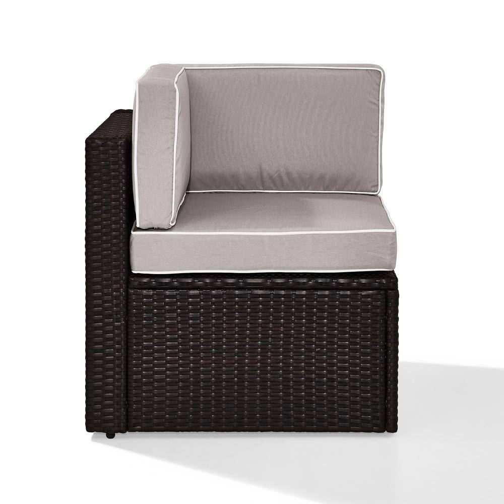Back. Crosley Furniture - Palm Harbor Wicker Corner Outdoor Sectional Chair - Gray.