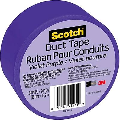Scotch Duct Tape  
Ruban Pour Conduits  
Violet Purple  

WWW.SCOTCHBRAND.COM  

3M STATIONERY AND OFFICE SUPPLIES DIVISION  
3M DIVISION DES FOURNITURES DE BUREAU ET PAPETERIE  
3M, ST. PAUL, MN 55144-1000  
MADE IN CHINA  
FABRIQUÉ EN CHINE  

1.88 IN/PO X 20 YD (48 mm X 18.2 m)  

3M, Scotch and GM Scotch are trademarks of 3M. Used under license.  
PRODUITS 3M, Scotch et GM Scotch sont des marques de commerce de 3M. Utilisés sous licence.  

ALL RIGHTS RESERVED.  
TOUTES DROITS RÉSERVÉS.  

© 2017. RESERVES trademarks of 3M.  
© 2017. TOUTES DROITS RÉSERVÉS.  

34-871-6604-3  
920-PPL-C  

0 51419153