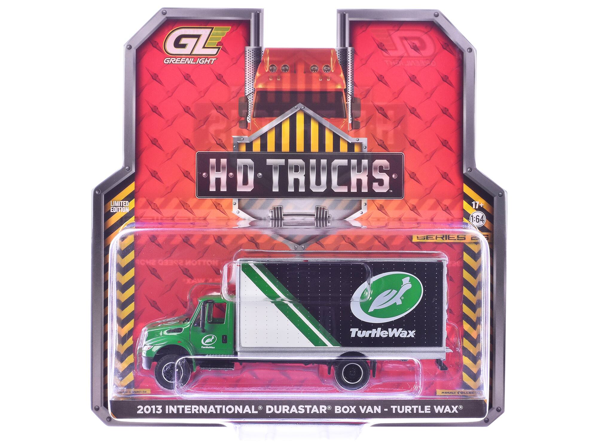 GL GREENLIGHT  
HD TRUCKS  
LIMITED EDITION  
1:64  
17+  
2013 INTERNATIONAL DURASTAR BOX VAN - TURTLE WAX  
TurtleWax