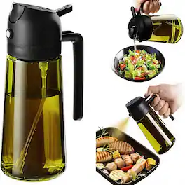 Schertz - 16oz Glass Olive Oil Sprayer & Dispenser – Green, Food-Grade for Cooking & BBQ