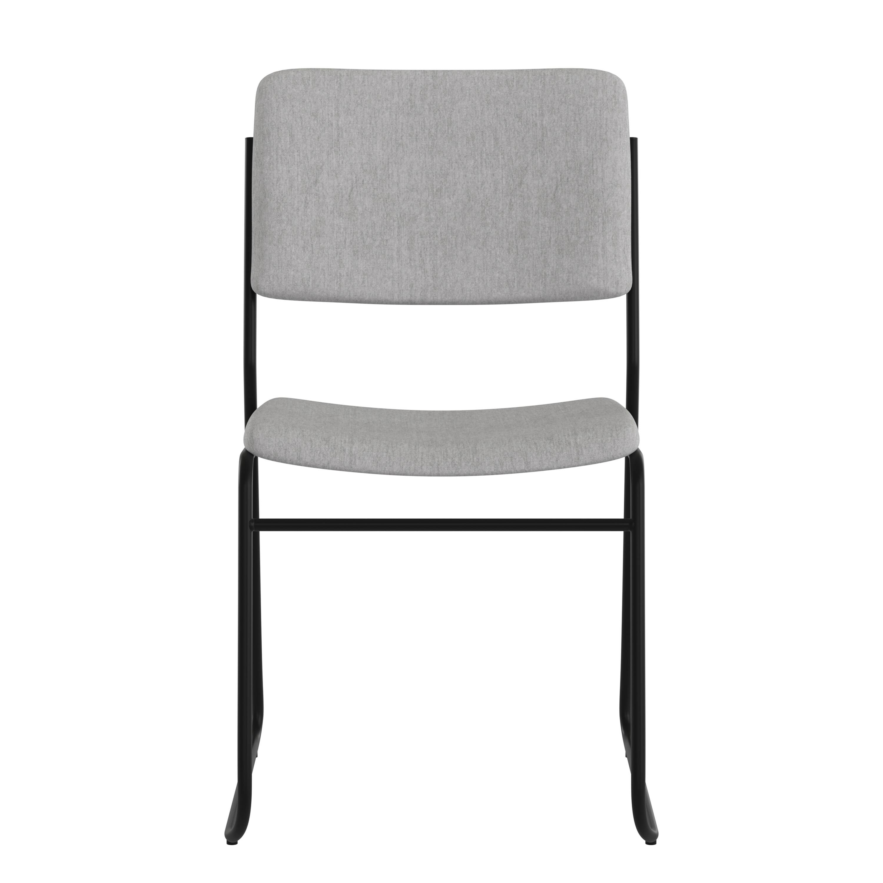 Alt View 9. Emma + Oliver - 500 lb. Capacity High Density Stacking Chair with Sled Base - Gray Fabric/Black Frame.