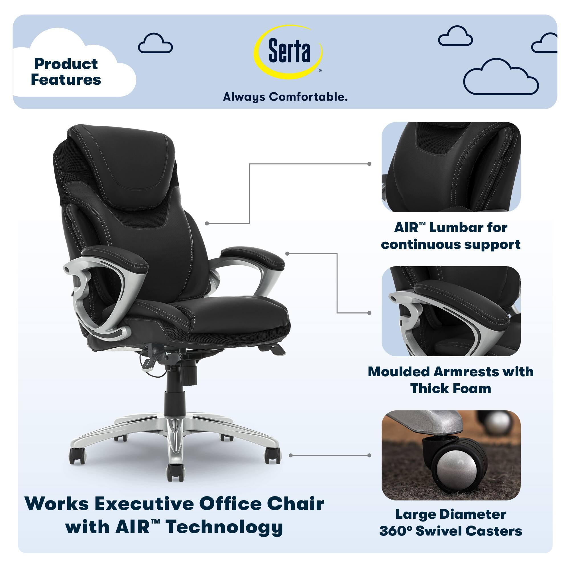 Angle. Serta - Bryce Bonded Leather Executive Office Chair - Black.