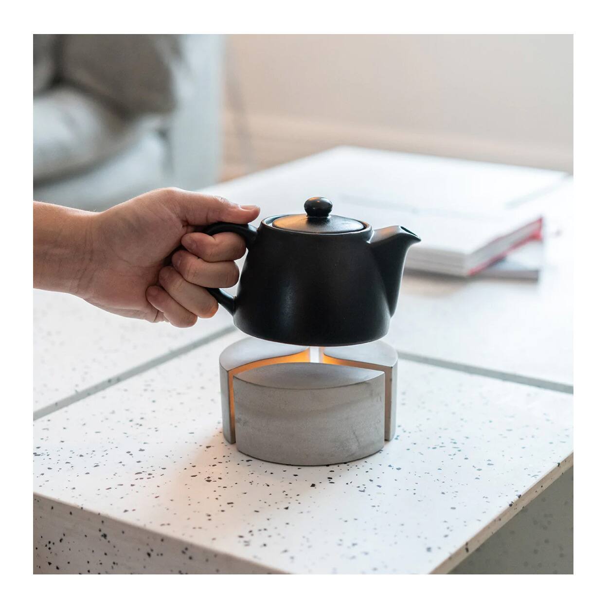 Left. INTOCONCRETE - IntoConcrete Candle Solitaire, Tealight Candle Holder, Aroma Light, & Tea Warmer.