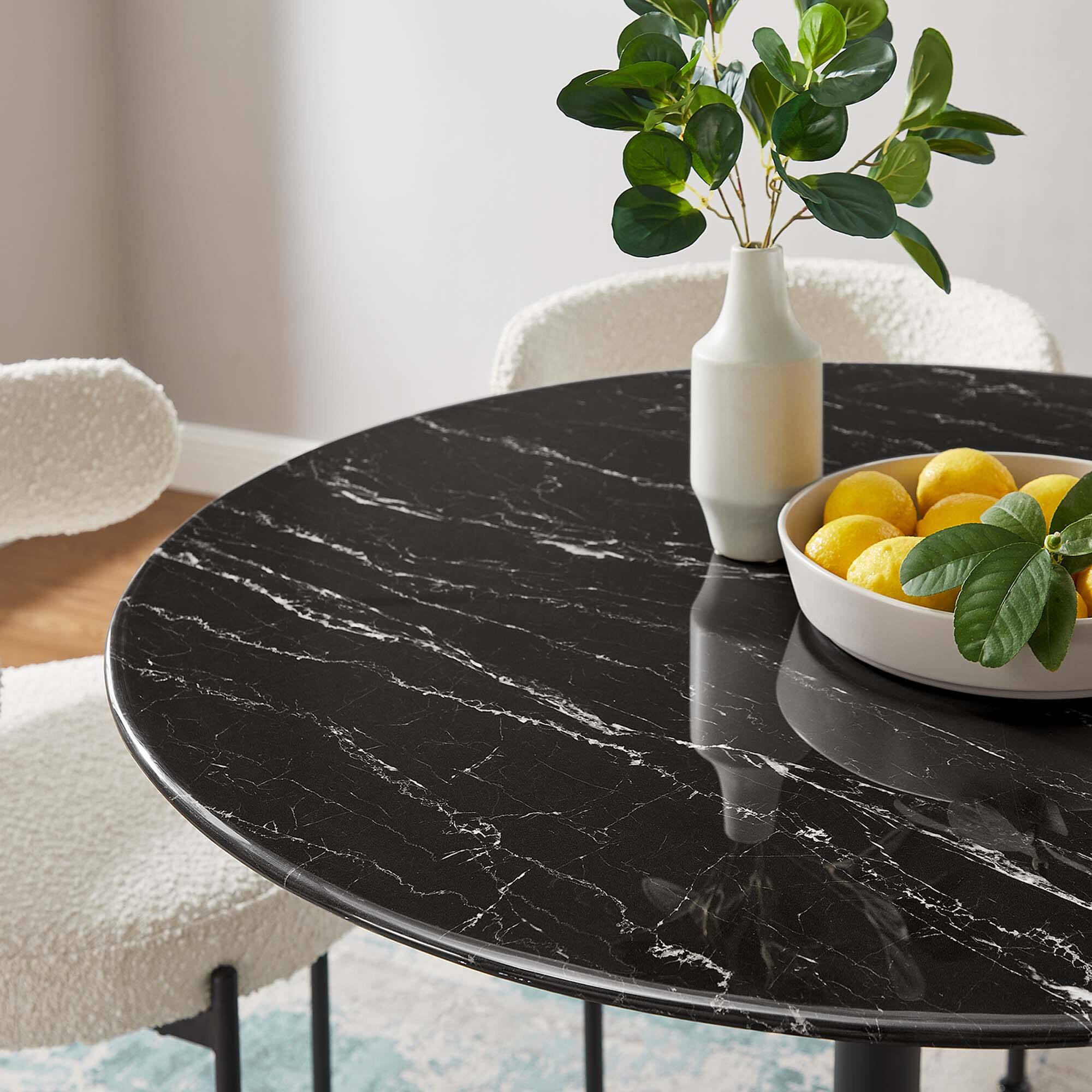 Alt View 3. Modway - Lippa 40" Round Faux Marble Dining Table by Modway - Black Black.