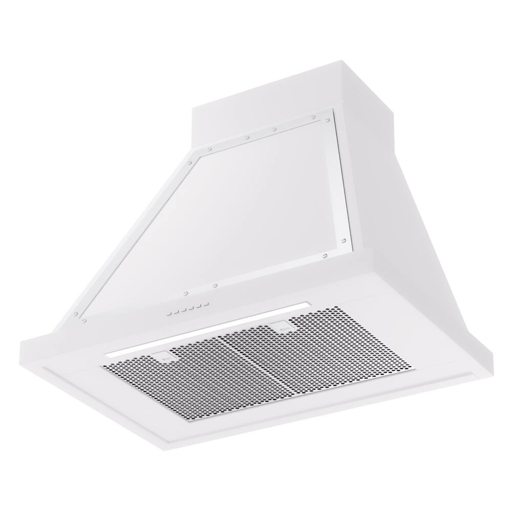 Alt View 2. ILVE - ILVE Nostalgie II Noblesse 30 inch Ducted Wall Mount Range Hood with 600 CFM (White, Chrome Trim) - White.