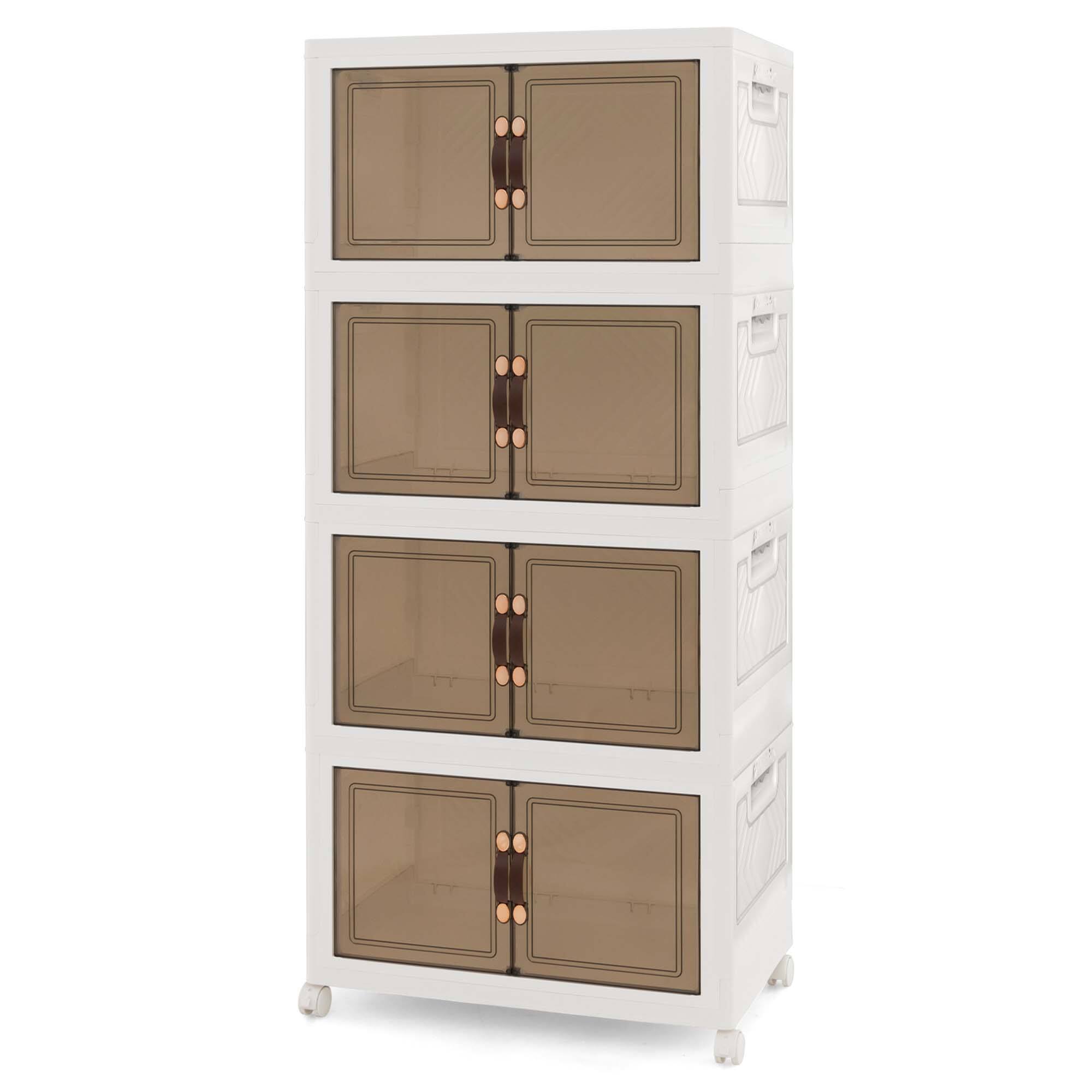 Alt View 9. Costway - Costway 66.5 Gallons Stackable Storage Bins with Lockable Wheels 4 Pack Folding PP Organizer.