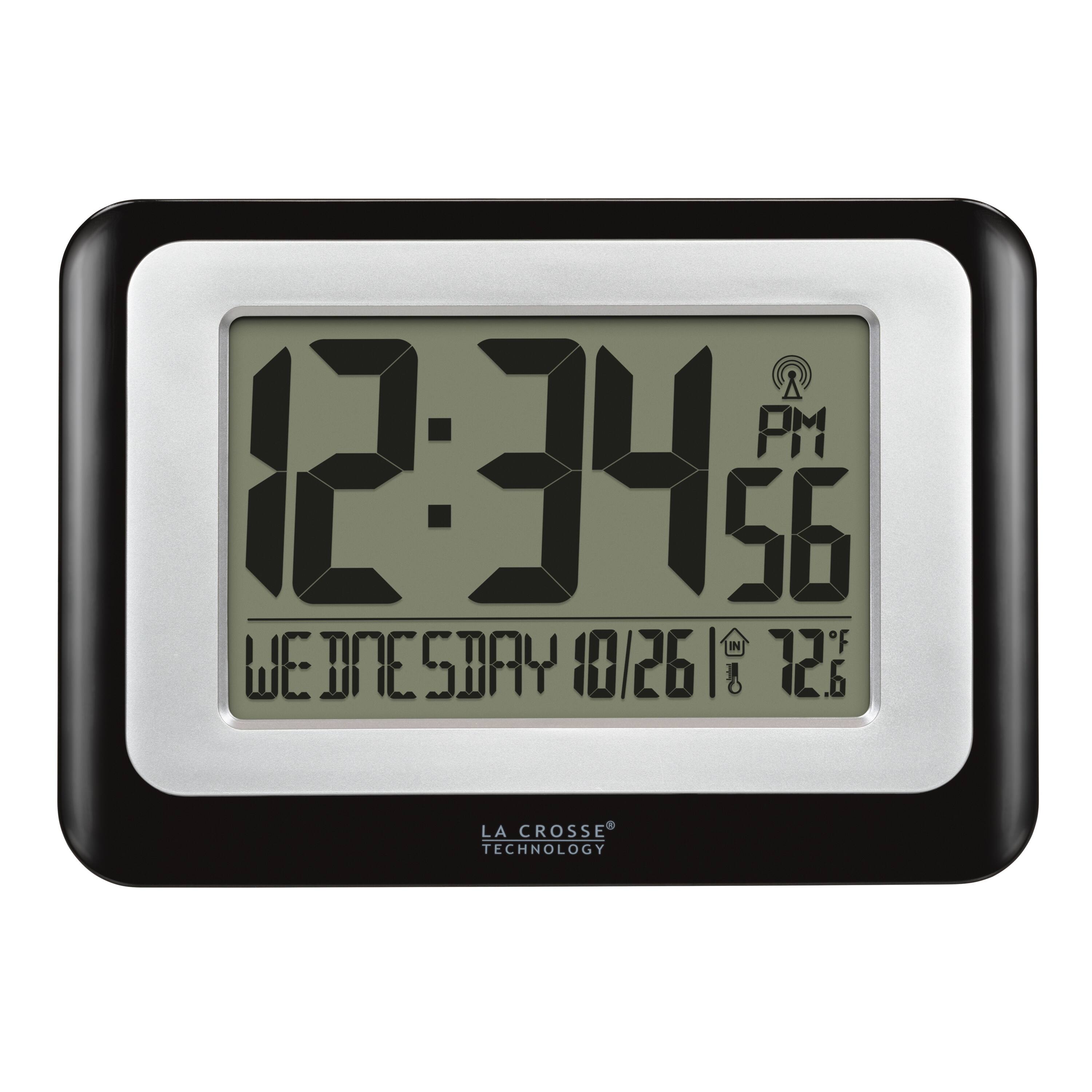 La Crosse Technology - Digital Atomic Clock with Temperature - Black/Silver